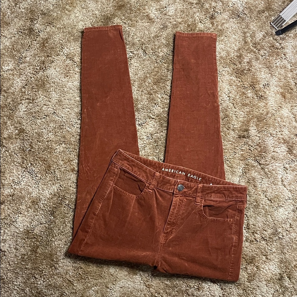 American Eagle High Rise Brown Velour Jegging Size 10 Long